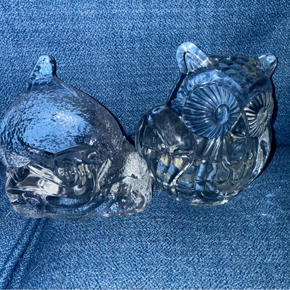 Glass Owl and Fish Figurines PARTYLITE.